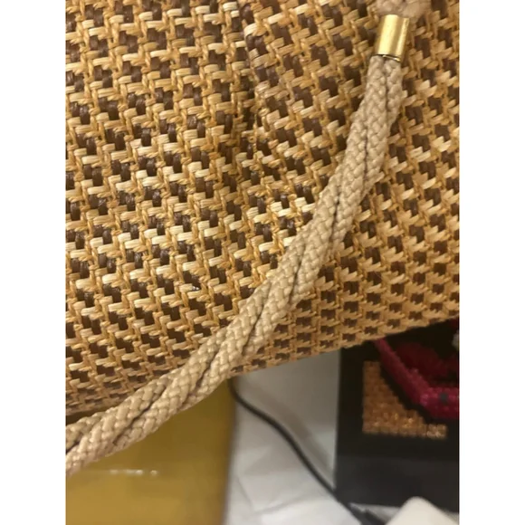Vintage Delli Beige Brown Woven Bamboo Handle One Size Shoulder Bag - Picture 4 of 11